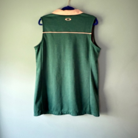 Oakley Sleeveless Polo Top Green pink Athletic Golf Shirt Size Large - Picture 4 of 7